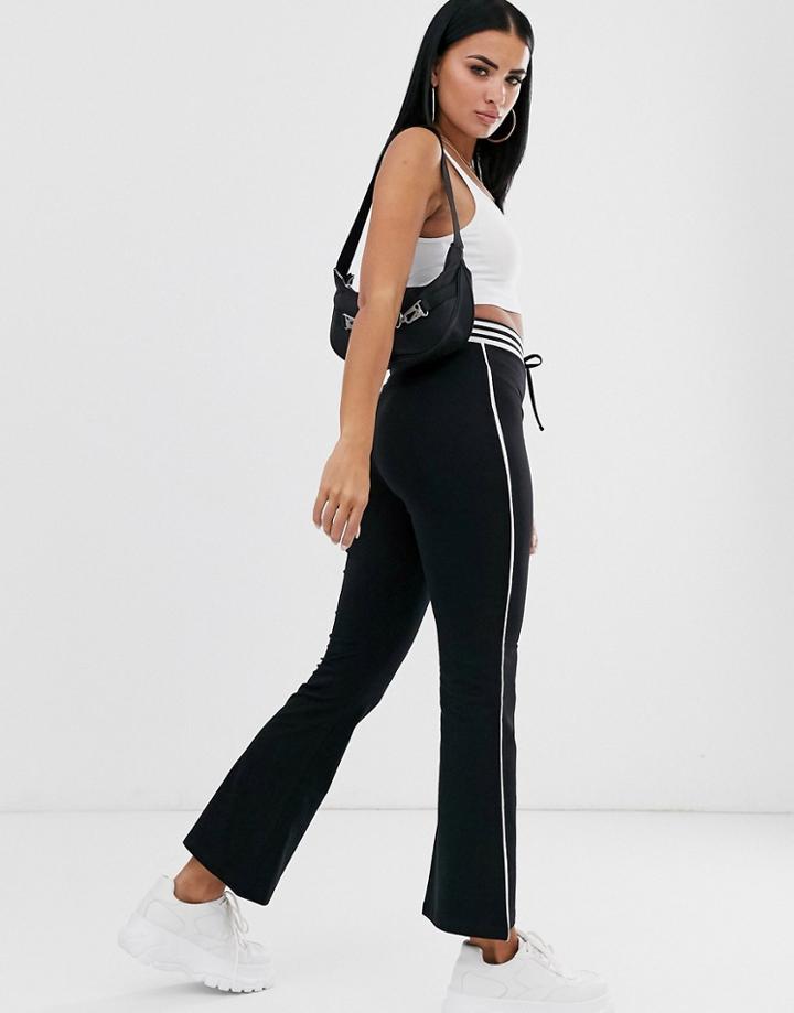 Asos Design Sporty Waistband Flare Pants-black