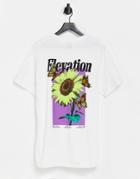 Topman Oversized T-shirt With Elevation Flower Front And Back Print Tee In White