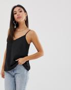 Asos Design Double Layer V Neck Recycled Cami In Black