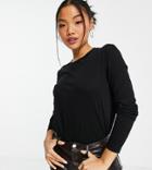 Asos Design Petite Ultimate T-shirt With Long Sleeves In Organic Cotton In Black