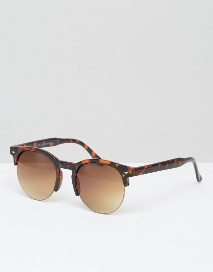 Asos Rounded Retro Sunglasses In Tort With Matte - Tort