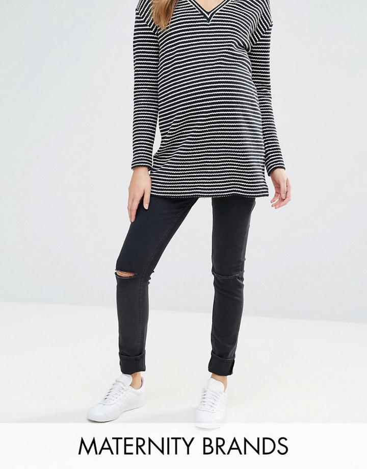Isabella Oliver Busted Knee Stretch Skinny Jean - Black