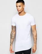 Asos Muscle T-shirt In Longline With Asymetric Hem - White