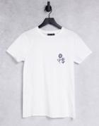 Asos Design Relaxed T-shirt With Cartoon Flower Print In White