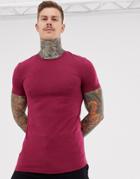 Asos Design Organic Muscle Fit Crew Neck T-shirt With Stretch In Red - Red