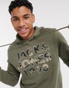 Jack & Jones Camo Logo Print Hoodie-green
