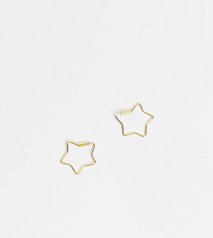 Kingsley Ryan Star Hoop Earrings In Sterling Silver Gold Plate