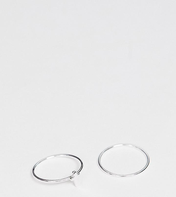 Kingsley Ryan Exclusive Sterling Silver Cross & Simple Band Rings - 2 Pack - Silver