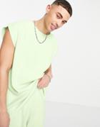 Asos Design Milano Knit Tank In Mint - Part Of A Set-green