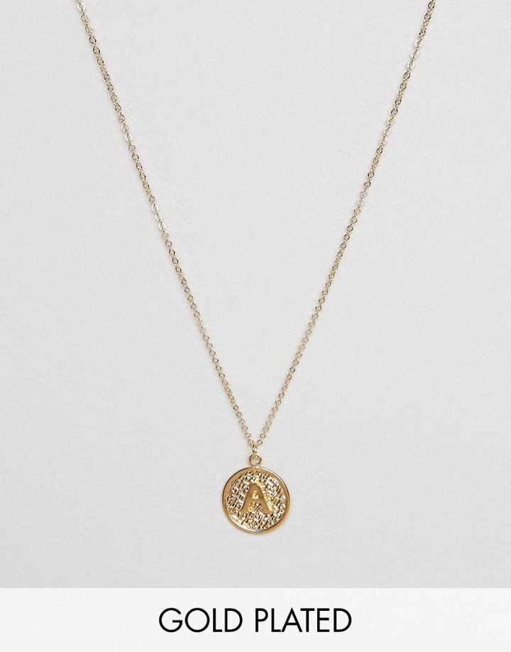 Ottoman Hands A Initial Pendant Necklace - Gold