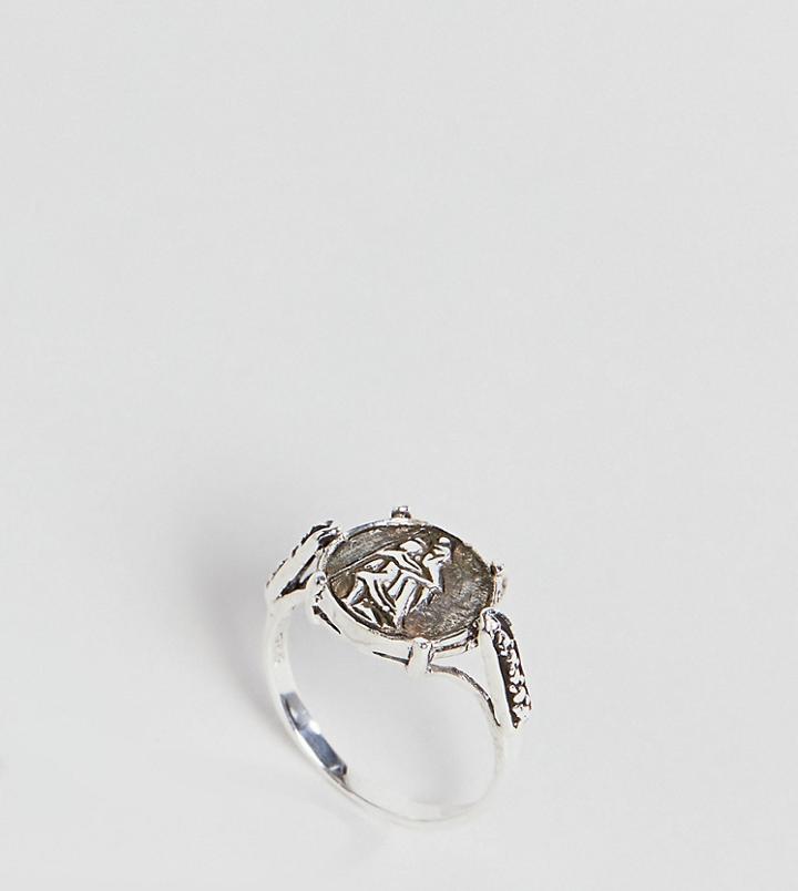 Asos Design Sterling Silver Vintage Style St. Christopher Sovereign Ring - Silver
