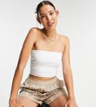 Collusion Organic Cotton Bandeau Top In Pale White-brown
