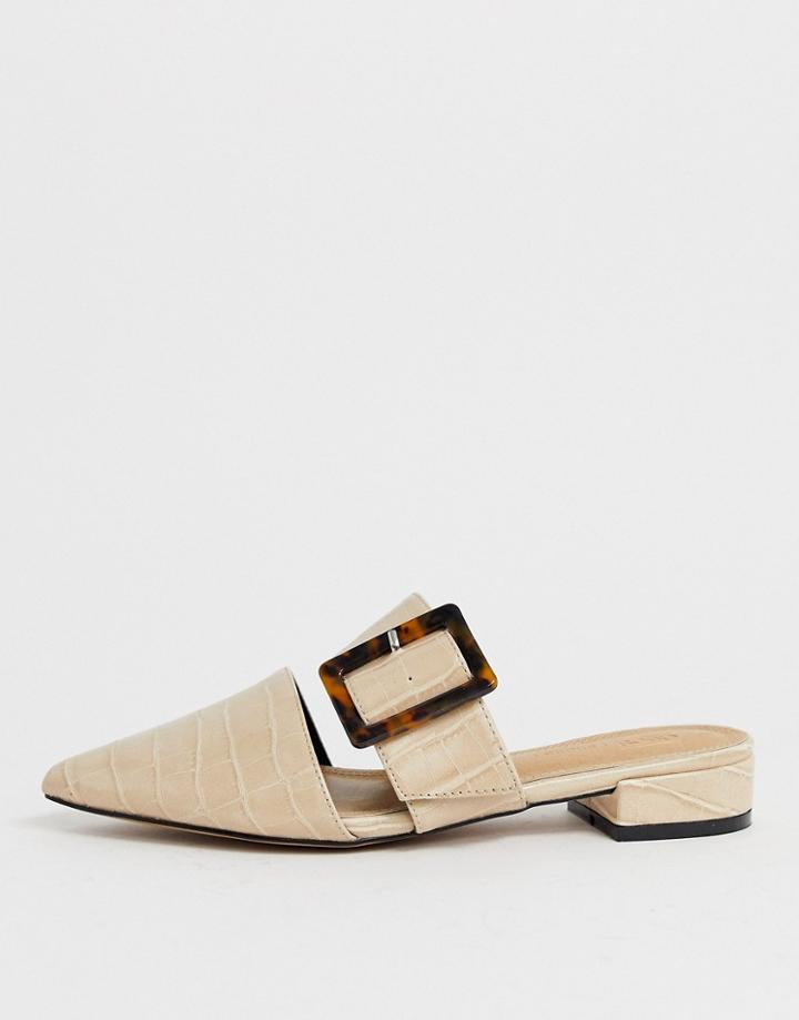 Asos Design Malta Mule In Beige Croc - Beige