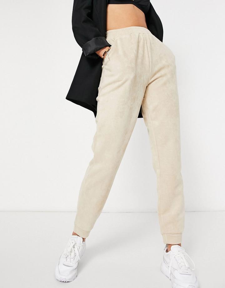 Parisian Suedette Sweatpants In Beige - Part Of A Set-brown
