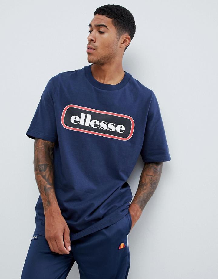 Ellesse Heroni Oversized Bar Logo T-shirt In Navy - Navy