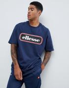 Ellesse Heroni Oversized Bar Logo T-shirt In Navy - Navy