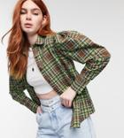 Reclaimed Vintage Inspired Shirt With Puff Sleeves In Plaid-green