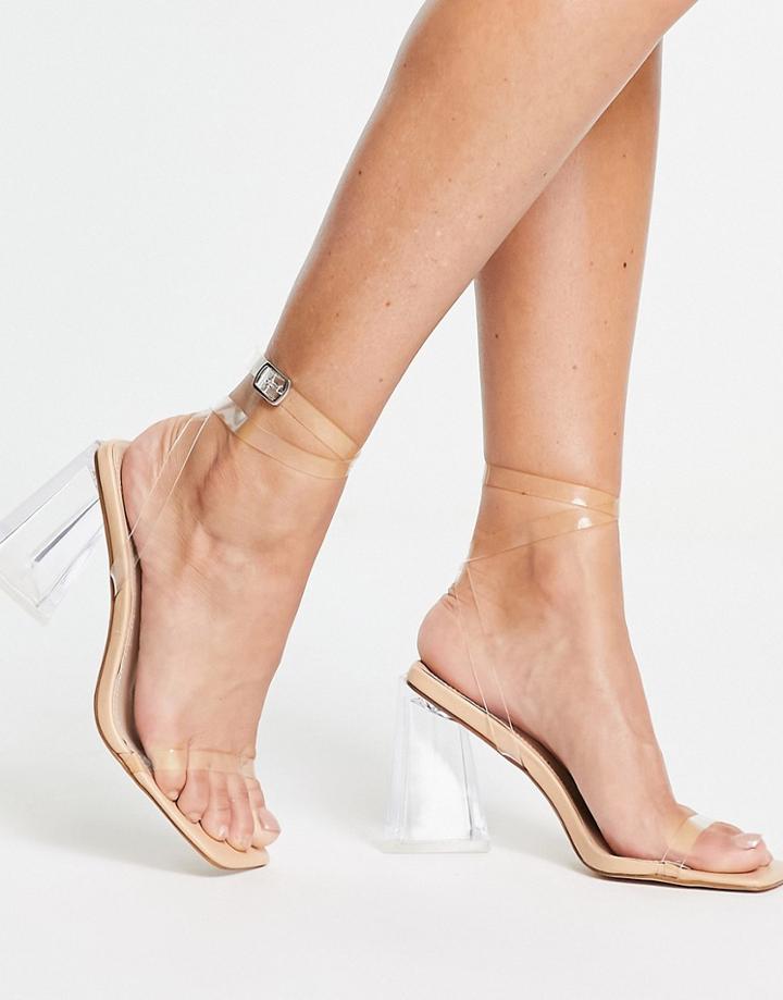 Bebo Raquel Clear Heeled Sandals In Clear Beige