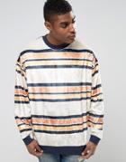 Asos Oversized Striped Velour Sweatshirt - Multi