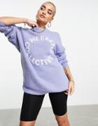 Asos Design Weekend Collective Crew Neck Sweater With Logo In Blue