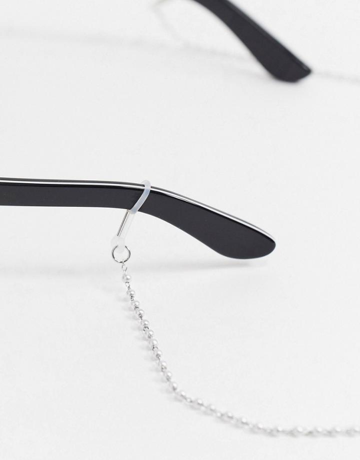 Asos Design Slim Sunglasses Chain With Faux Pearls-white