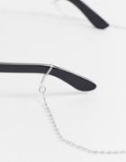 Asos Design Slim Sunglasses Chain With Faux Pearls-white
