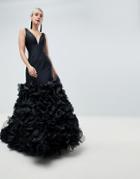 Jovani 3d Fishtail Maxi Dress - Black