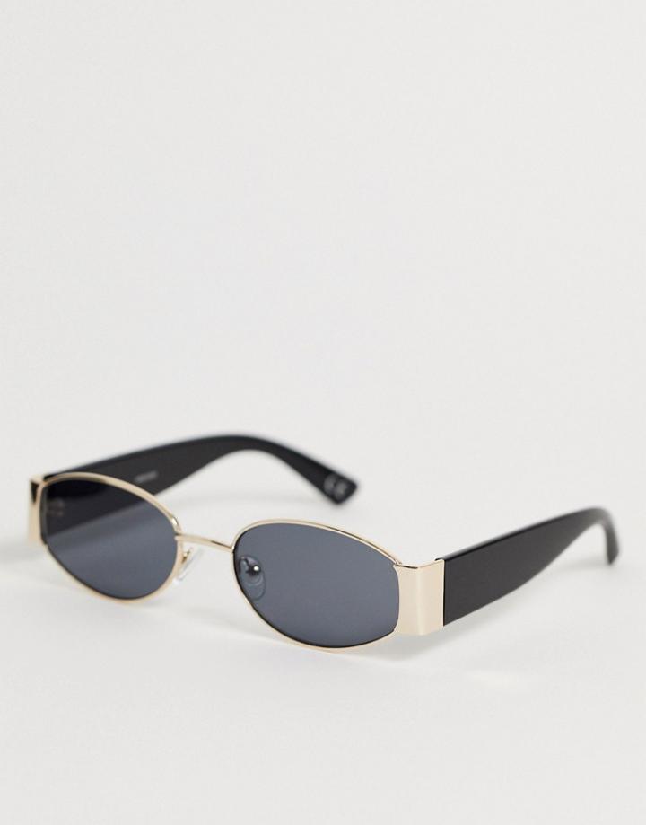 Asos Design Metal & Plastic Oval Sunglasses