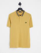 Fred Perry Raglan Sleeve Polo Shirt In Beige-neutral