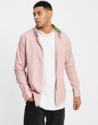 Brave Soul Long Sleeve Cotton Twill Shirt In Pink