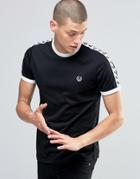 Fred Perry Ringer T-shirt With Taped Sleeves In Black - Black