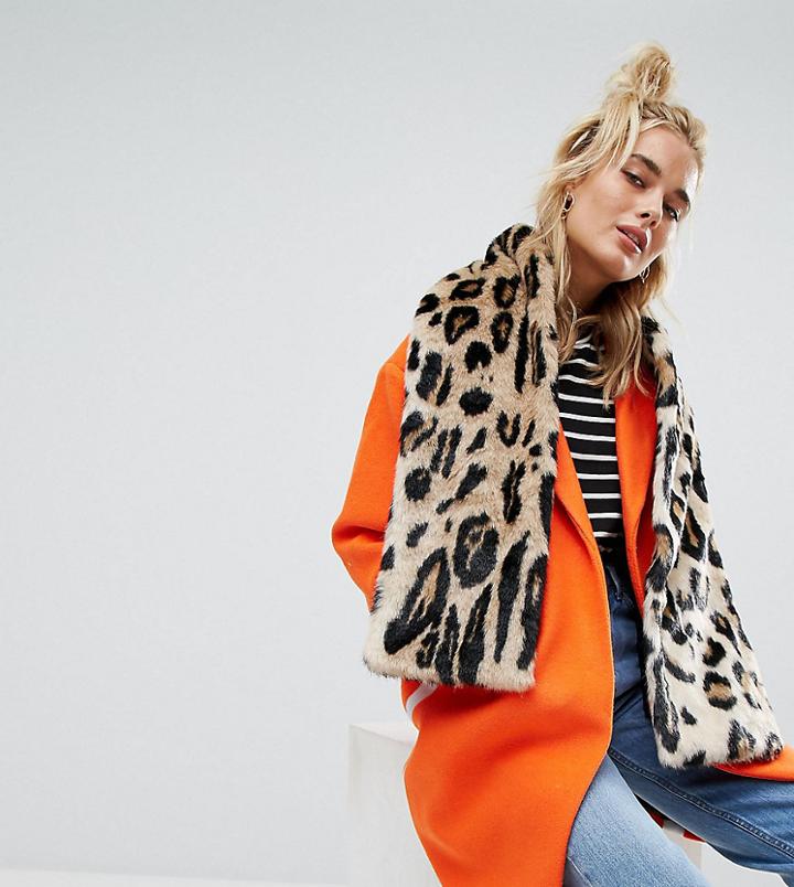 Urbancode Leopard Print Faux Fur Scarf - Multi