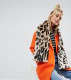 Urbancode Leopard Print Faux Fur Scarf - Multi