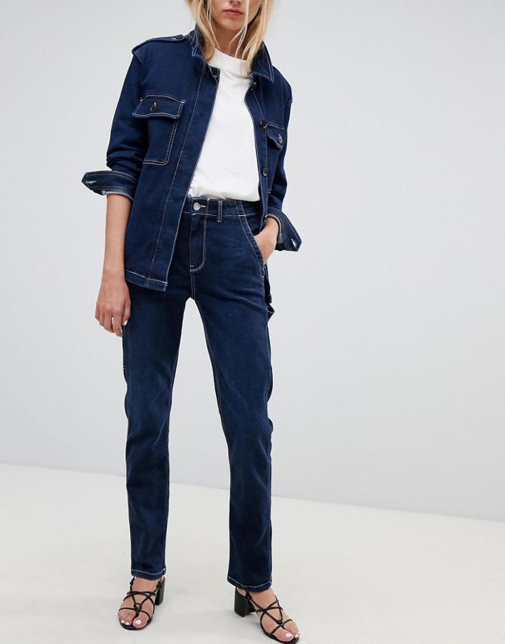Tomorrow Sustainable Denim Worked Pant With Contrast Stitching-blue