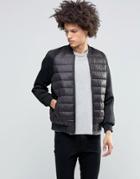 Brave Soul Scuba Sleeve Padded Front Jacket - Black