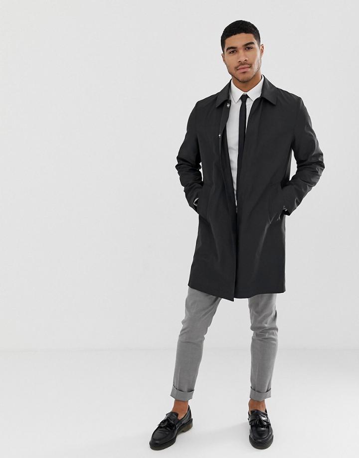 Asos Design Shower Resistant Trench Coat In Black - Black