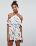 Hollister Cold Shoulder Halter Romper - White