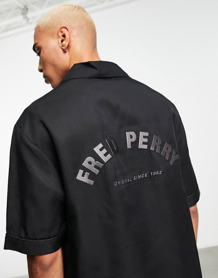 Fred Perry Arch Branding Revere Shirt In Black