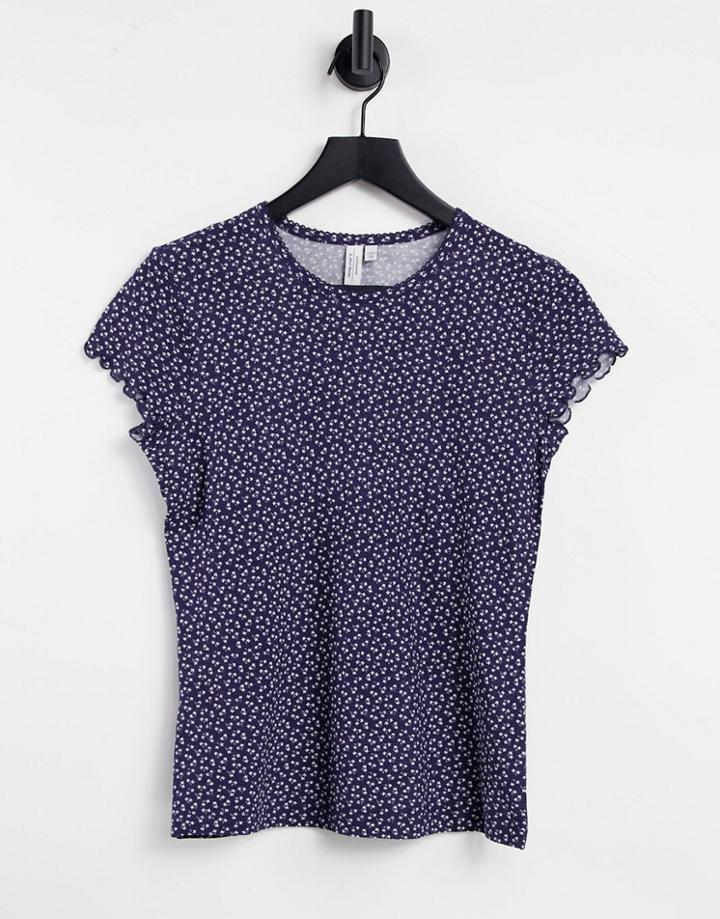 & Other Stories Organic Cotton Floral Print Jersey Top In Multi