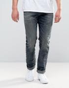 Diesel Buster Jeans Regular Slim Stretch Fit Jeans 845s Blue Gray Wash - Blue
