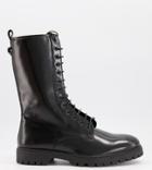 Asos Design Wide Fit High Lace Up Boots In Black Leather