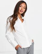 Mango V-neck Button Front Shirt In White