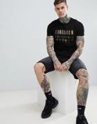 Asos Design T-shirt With Long Beach Print - Black