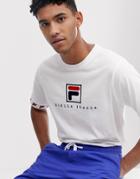 Fila Rosso Jaquard Rib Cuff T-shirt In White - White