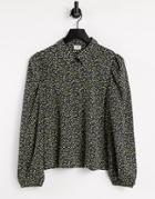 Jdy Piper Long Sleeve Floral Print Shirt In Navy-multi