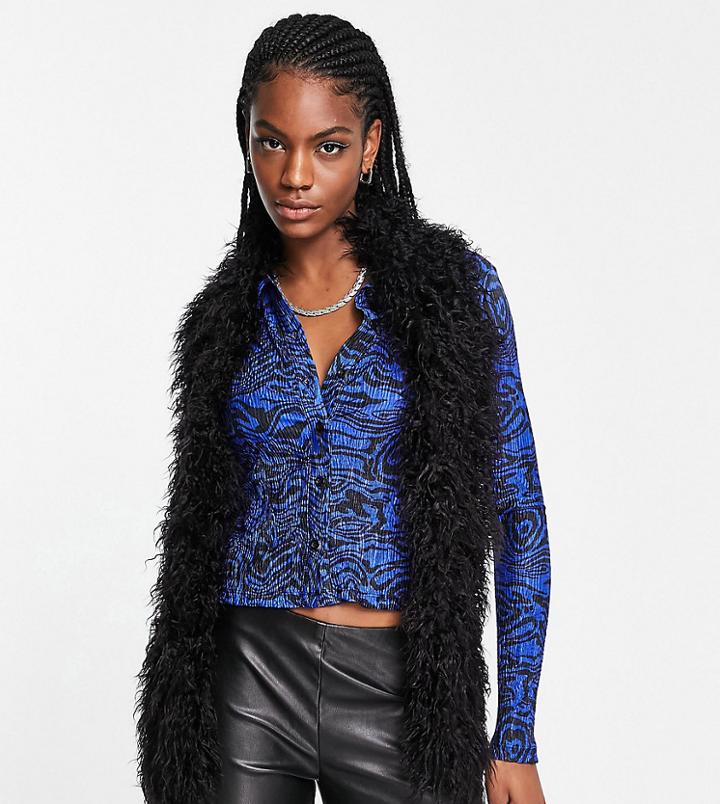 Collusion Unisex Skinny Faux Fur Skinny Scarf In Black