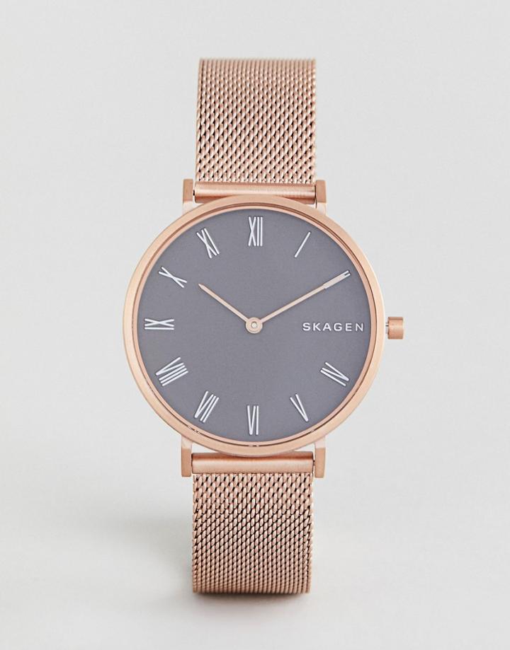 Skagen Skw2675 Slim Hald Mesh Watch In Rose Gold - Gold