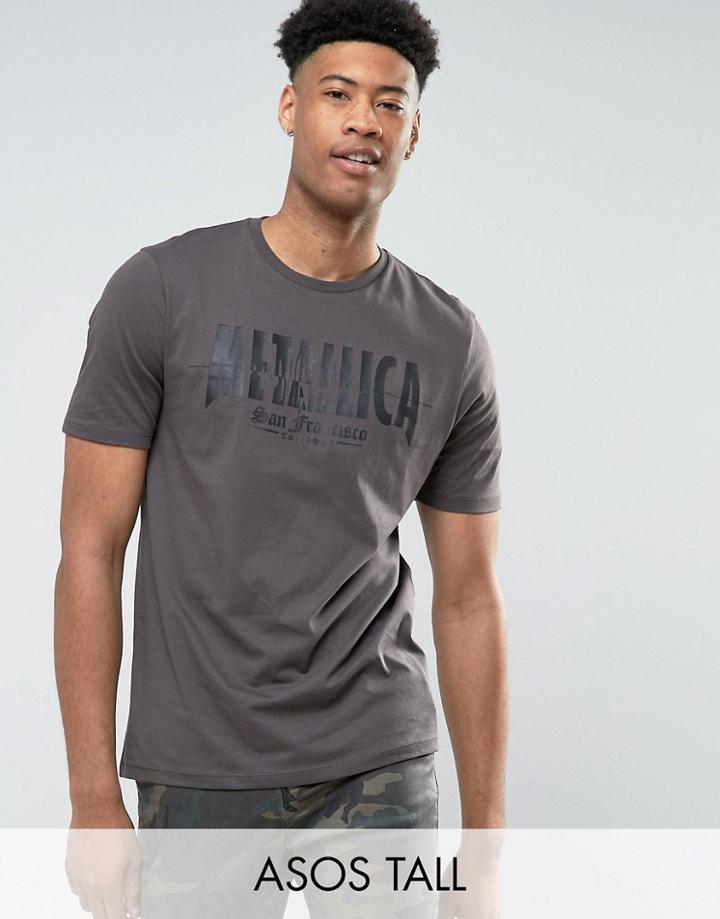 Asos Tall Metallica Relaxed Band T-shirt With Matte Print - Black