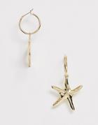 Pieces Gold Starfish Drop Earrings - Gold