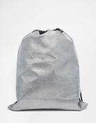 Mi-pac Pebbled Drawsting Backpack - Silver